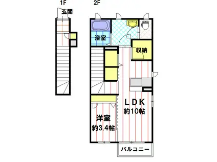 メゾンジボワール(1LDK/2階)の間取り写真