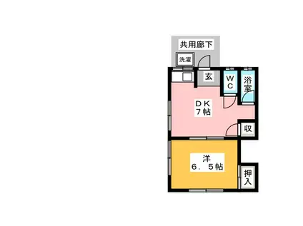 宮内荘(1DK/1階)の間取り写真