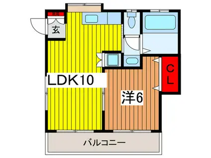 グリーンハイツ福田2号棟(1LDK/2階)の間取り写真