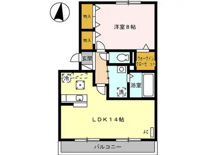 Rルミエール(1LDK/1階)の間取り写真