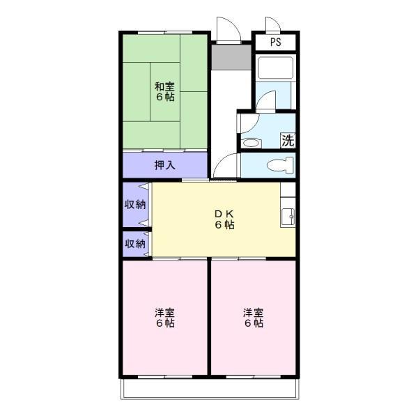 マンション亨(3DK/3階)の間取り写真