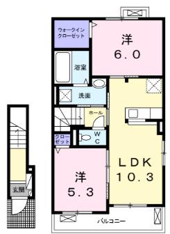 さくらII(2LDK/2階)の間取り写真
