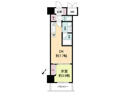 クロスレジデンス神戸元町(1DK/9階)の間取り写真