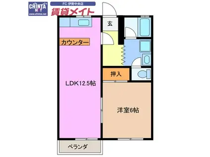 コーポあゆみ(1LDK/2階)の間取り写真