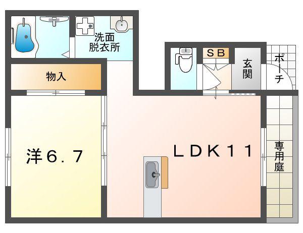 トルナーレ(1LDK/1階)の間取り写真