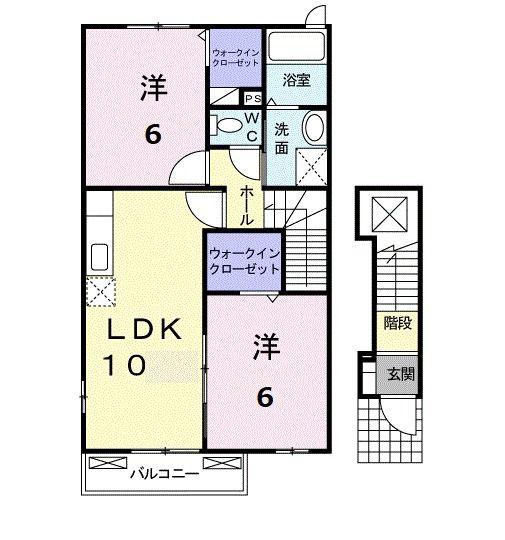 グランツオーヴェルII(2LDK/2階)の間取り写真