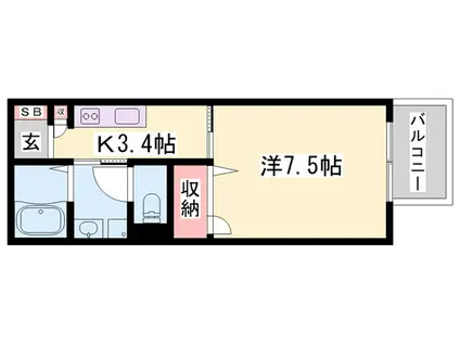 インステージ繁昌IID(1K/1階)の間取り写真