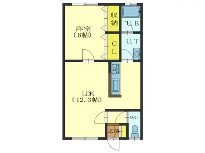 レジデンスM&K(1LDK/1階)の間取り写真
