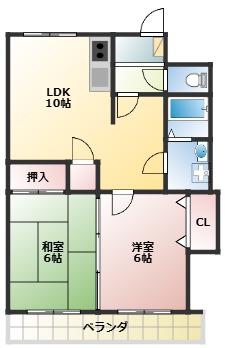エスポワール(2LDK/1階)の間取り写真