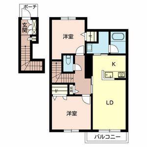CASA CONFORT(2LDK/2階)の間取り写真