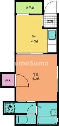 東須磨ハイツ(1DK/1階)の間取り写真