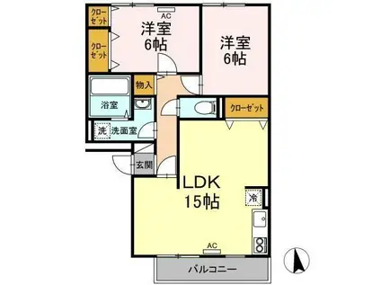 ロイヤルフローリッシュ(2LDK/2階)の間取り写真