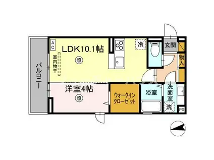 プア メリア(1LDK/2階)の間取り写真