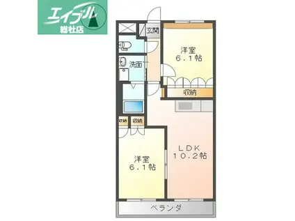 グリーンロック(2LDK/2階)の間取り写真