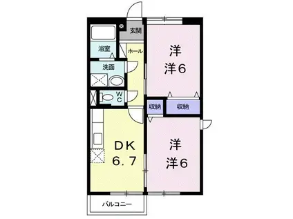 ネオレジデンス(2DK/2階)の間取り写真
