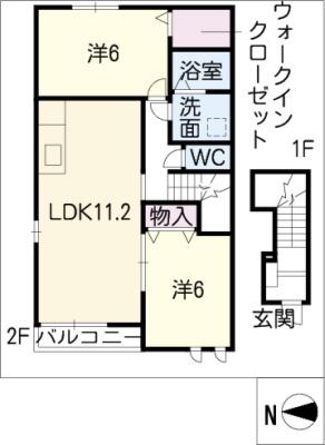 プリムラ(2LDK/2階)の間取り写真