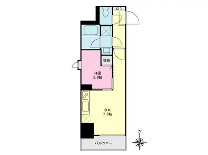 プライムネクサス大森海岸駅(1DK/12階)の間取り写真