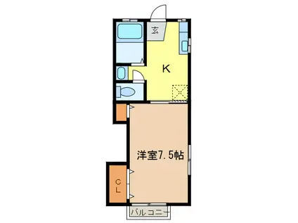 台新田ハイツ(1K/1階)の間取り写真