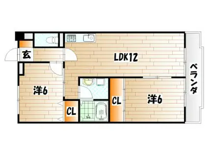 クレベール社ノ木(2LDK/2階)の間取り写真