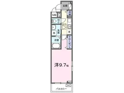 ヒカルサ 甲府住吉ノース(1K/1階)の間取り写真