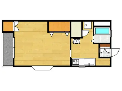 グランディ鶴形(1DK/2階)の間取り写真