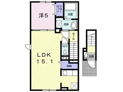 グレイスフル・サンX(1LDK/2階)の間取り写真