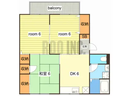 ヴィラパークス(3DK/2階)の間取り写真