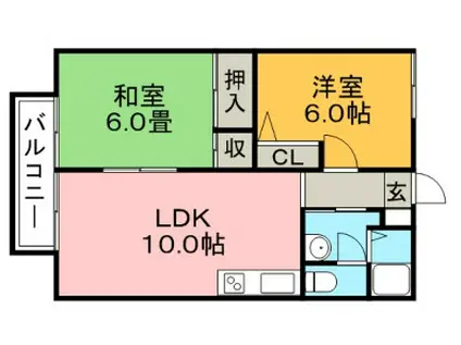 メゾンドール小森野II(2LDK/2階)の間取り写真