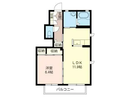 モアナ A(1LDK/1階)の間取り写真
