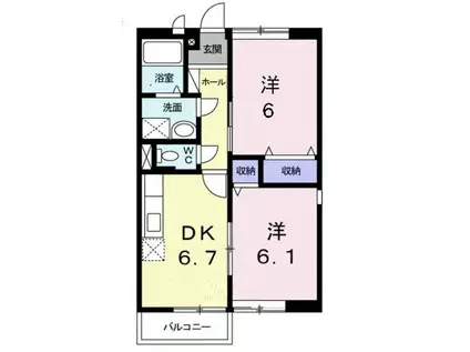サンシャインA(2DK/2階)の間取り写真