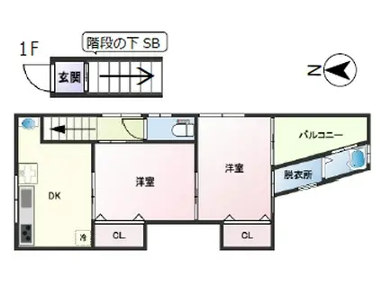 ビーコート青谷(2DK/2階)の間取り写真