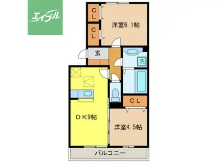 グランドールII(2DK/3階)の間取り写真