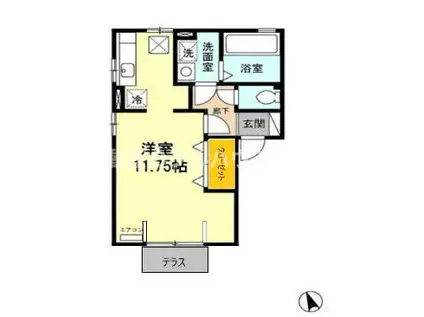 ヴィラ・サンライズB棟(ワンルーム/1階)の間取り写真