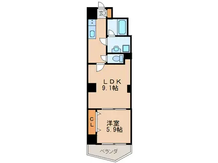 ヴァンキッシュ(1LDK/6階)の間取り写真