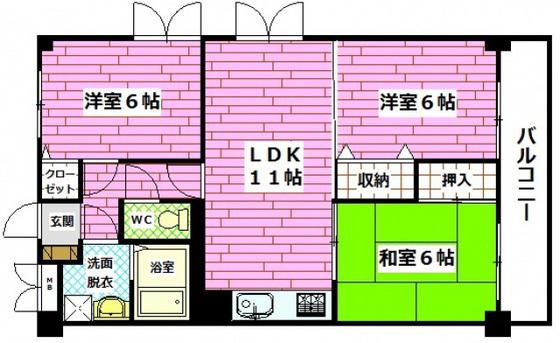 ロイヤルハイツ下田弐番館(3LDK/5階)の間取り写真