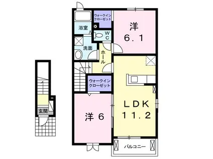 アンソレイエXI(2LDK/2階)の間取り写真