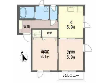 ライラック-S(2K/2階)の間取り写真