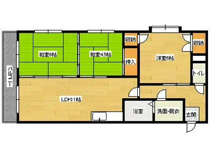 コーポラス大町I(3LDK/2階)の間取り写真