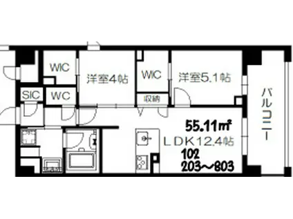 セントリヴィエ大阪梅田(2LDK/2階)の間取り写真