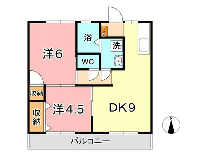 グランアムールもず I(2DK/1階)の間取り写真