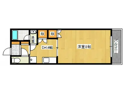 翠水コート(1DK/3階)の間取り写真