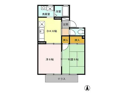 ヴィラモデルナB(2DK/1階)の間取り写真