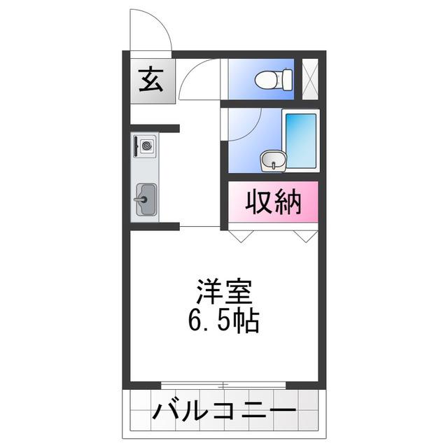 メロディーハイム(ワンルーム/2階)の間取り写真