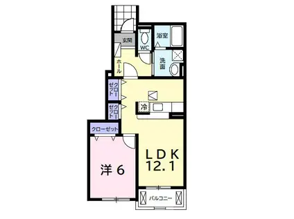 ファミールIV(1LDK/1階)の間取り写真