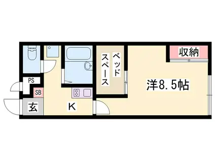 西之芝II号館(1K/2階)の間取り写真