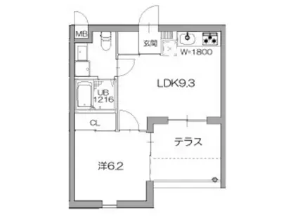 デルフィ(1LDK/1階)の間取り写真