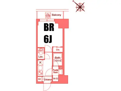 コンフォリア・リヴ横浜平沼(1K/10階)の間取り写真