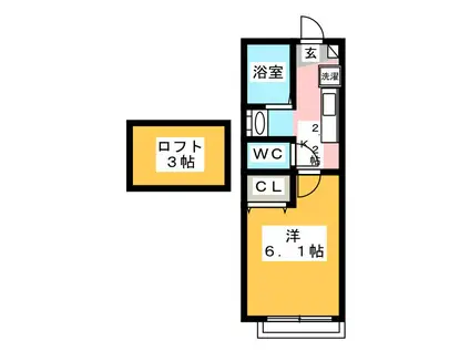 KINAヒルズ(1K/2階)の間取り写真