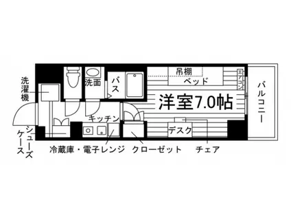 学生会館 エンブルエール浜松城北(1K/6階)の間取り写真