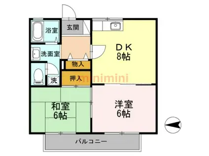ワイズベルドミール(2LDK/1階)の間取り写真